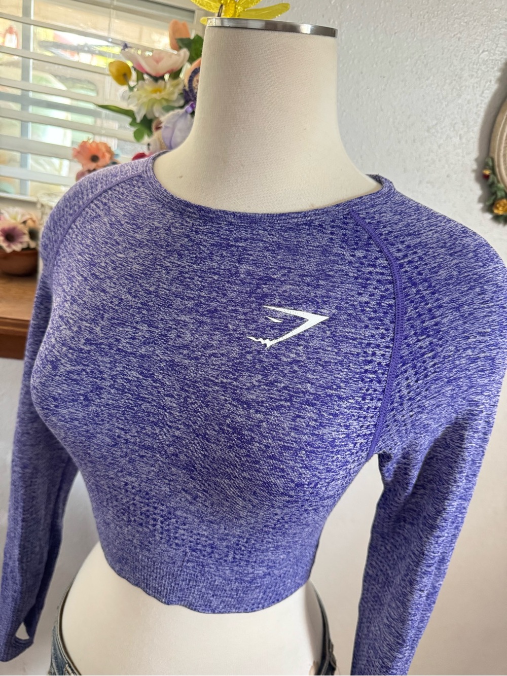Gymshark Purple Cropped Long-Sleeve Top size small